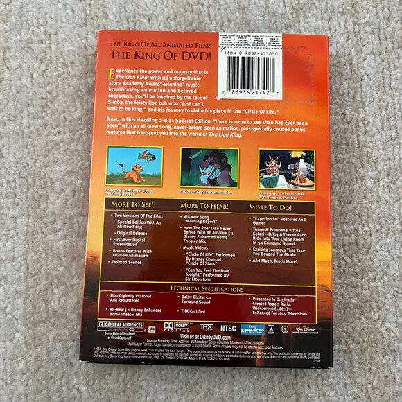 3 for $6 The Lion King Platinum Edition 2 Disc DVD Special Edition - Picture 3 of 10